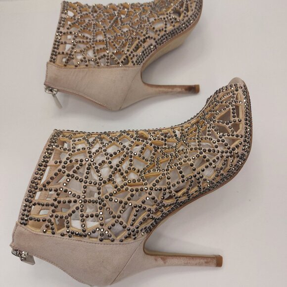 Betsey Johnson Crystal Women's Stiletto Ankle Booties Evening Wedding Size 37 - Picture 3 of 15